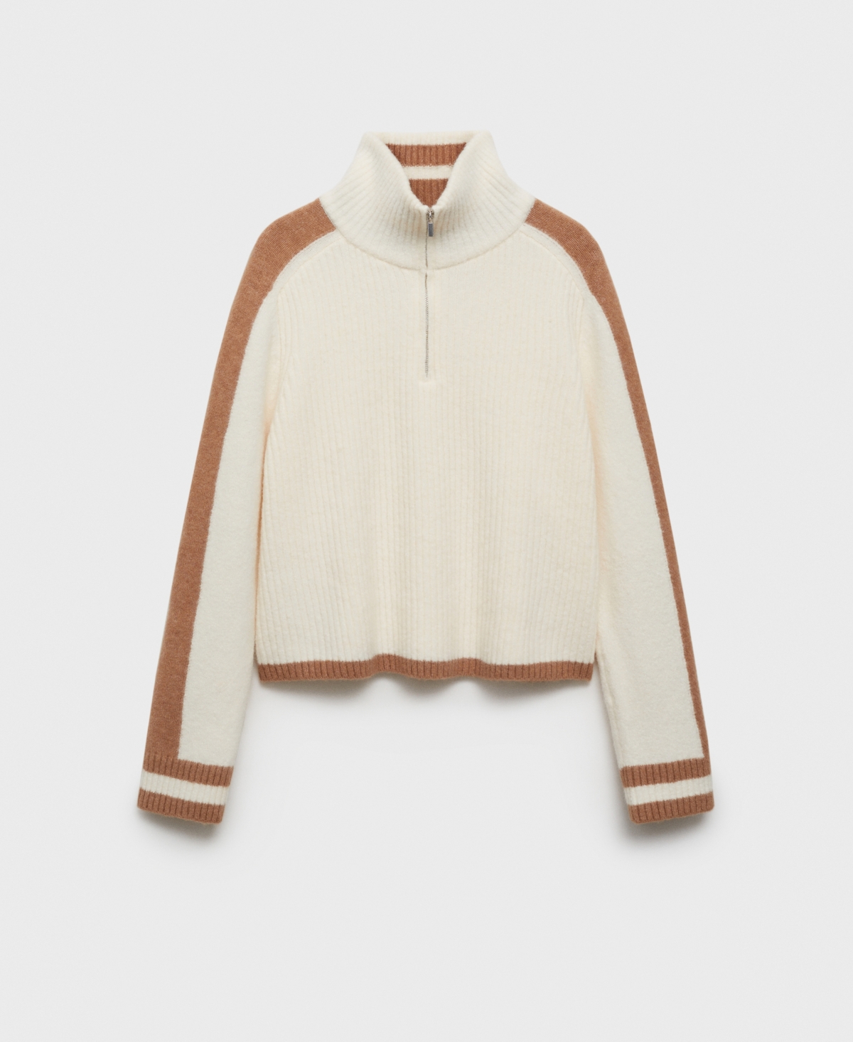 Mango Women's Striped Detail Zipper Sweater