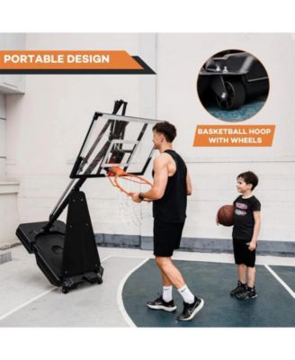 4.8FT-10FT Height Adjustable Portable Basketball Hoop System with 48 Inch Shatterproof Backboard