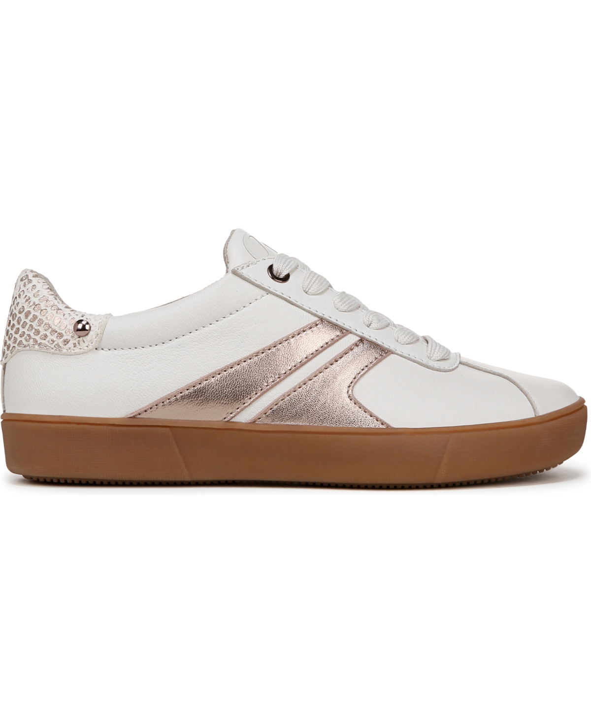 Shop Naturalizer Women's Medina Round Toe Lace Up Sneakers In Warm White,rose Gold Leather