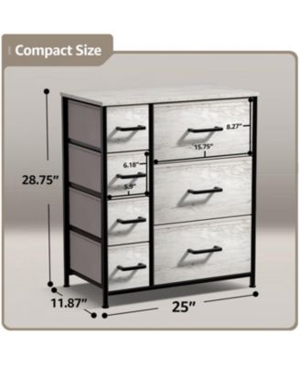 Dresser with 7 Drawers - Storage Chest Organizer with Steel Frame, Wood Top, Handles, Fabric Bins