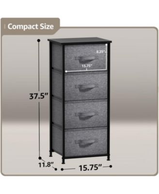 4 Drawers Chest Nightstand - Storage for Closet, Home, College Dorm - Features Steel Frame, Wood Top, &amp; Fabric Bins