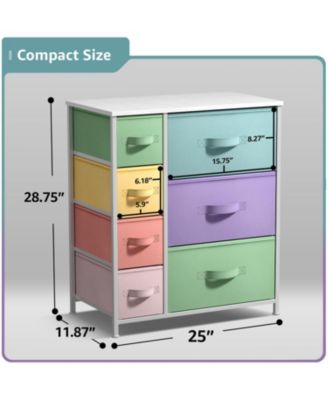 Dresser with 7 Drawers - Storage Chest Organizer with Steel Frame, Wood Top, Handles, Fabric Bins