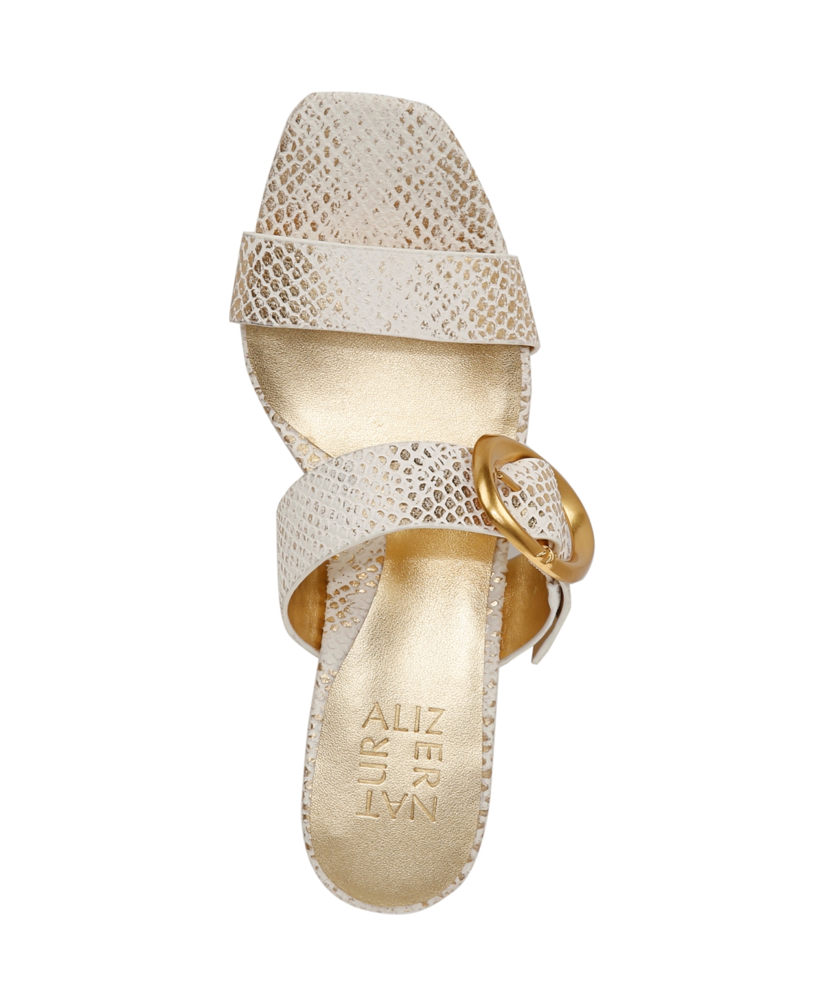 Shop Naturalizer Women's Ida Square Open Toe Slide Dress Sandals In White,gold Snake Embossed Leather