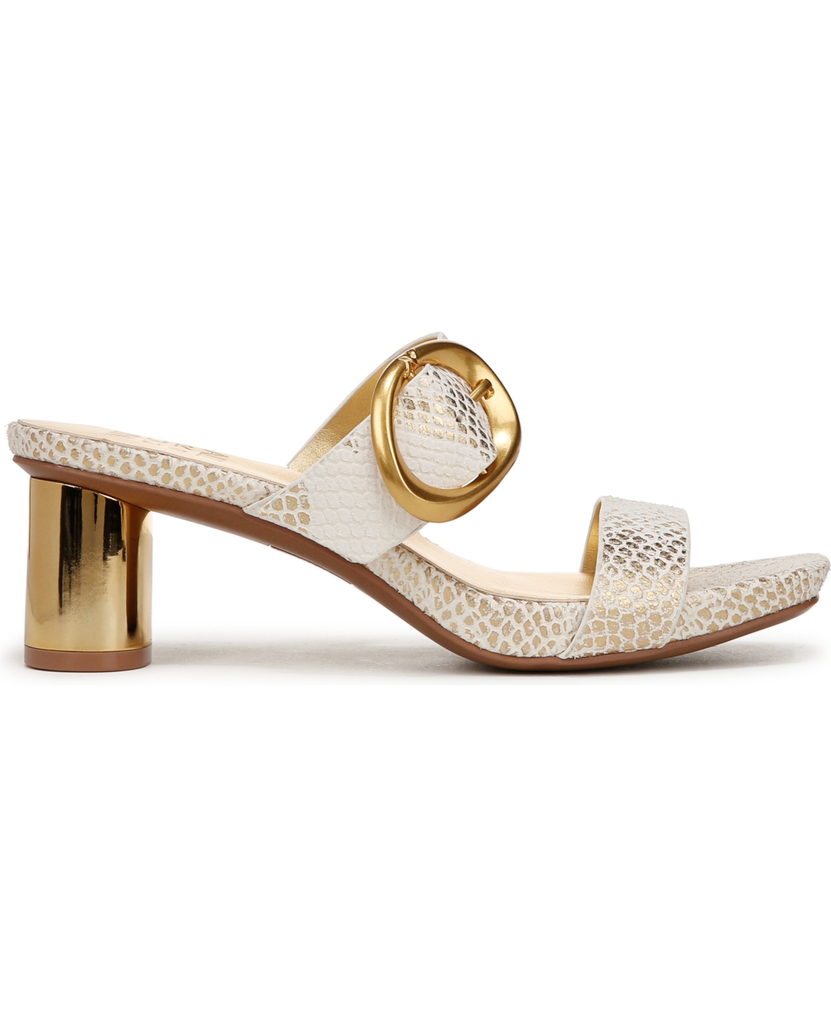 Shop Naturalizer Women's Ida Square Open Toe Slide Dress Sandals In White,gold Snake Embossed Leather