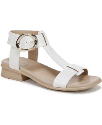 White Tie Marg Strappy Flat Sandal Naturalizer Brandy T-Strap
