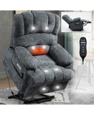 Oversized Power Lift Recliner Chair with Massage & Heat, 23" Seat, USB, Brown