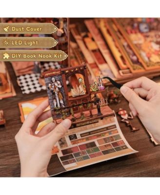 Book Nook Kit - DIY Miniature House Magic Dollhouse Kit for Adults Teens, Fantastic Booknook Bookshelf Decor Beasts Alley Model Build with LED Light (Fantastic Animal Common Room