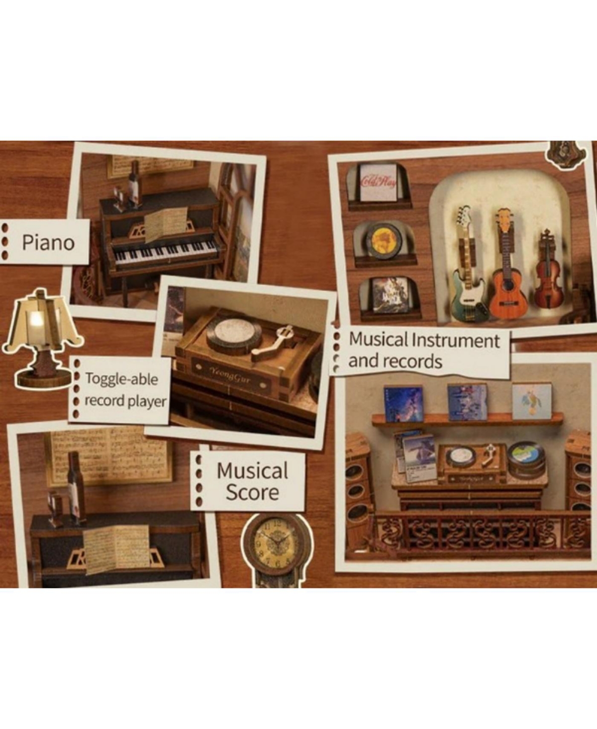 Cutebee Diy Book Nook Kit, Bookshelf Insert Decor Diy Miniature Music House Dollhouse Kit for Adults and Teens, Booknook Model Build Creativity Gift K