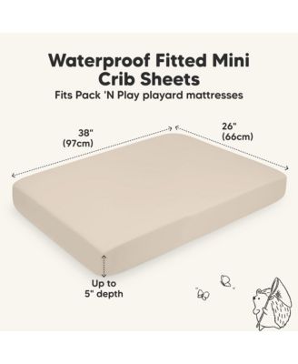 2pk Isla Waterproof Mini Crib Sheets for Boy, Girl, Soft Pack and Play Sheets for Graco Pack and Play Mattress