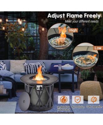32 Inch 30000BTU Fire Pit Table with Fire Glasses and PVC Cover