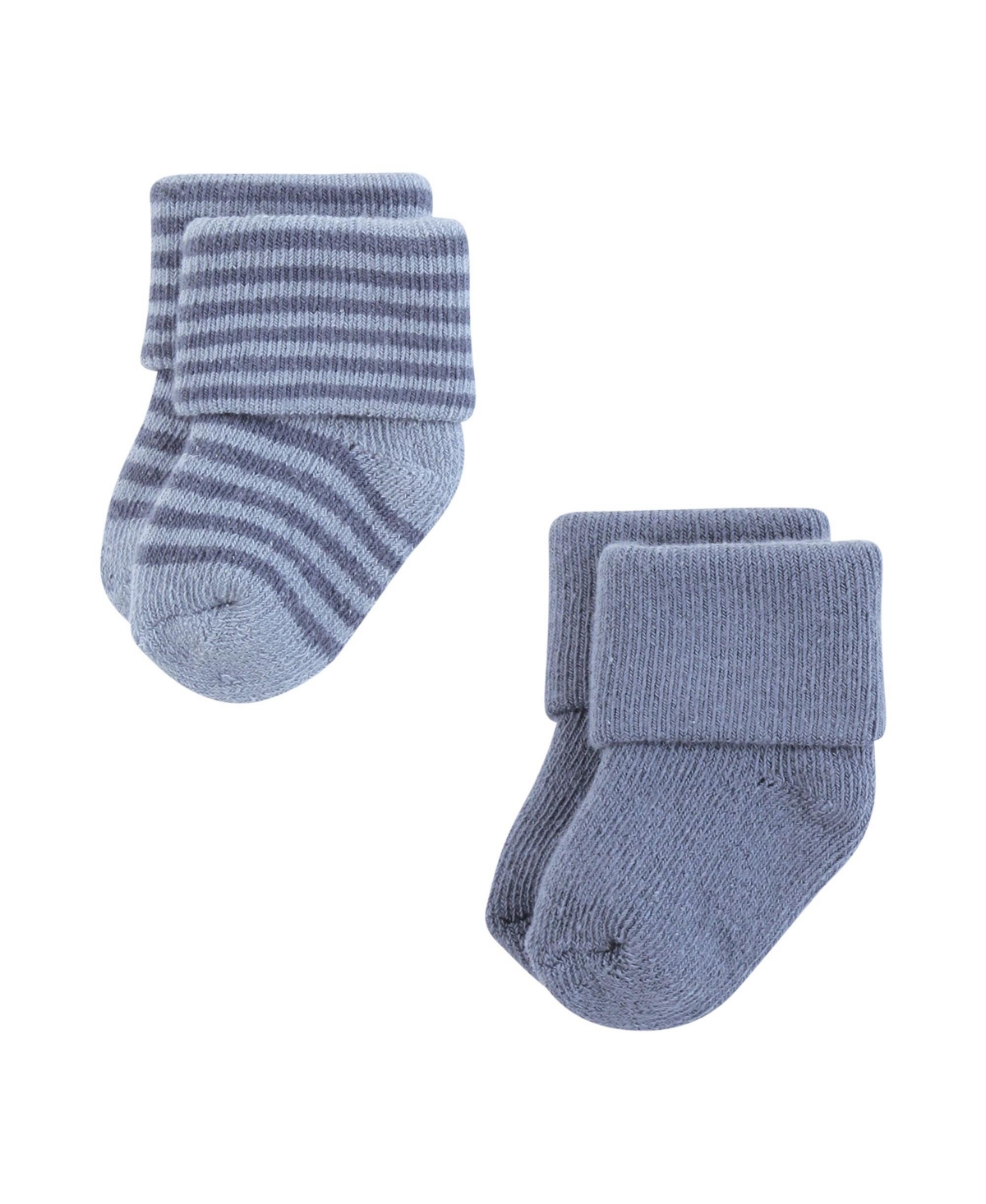 Hudson Baby Baby Boys Hudson Cotton Rich Newborn and Terry Socks, Months - Blue brown stripes