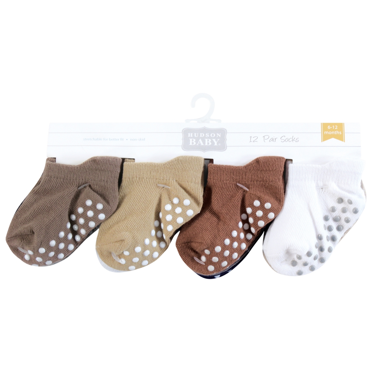 Hudson Baby Baby Boys Hudson Unisex Non-Skid No-Show Socks, 12-24 Months - Navy neutrals
