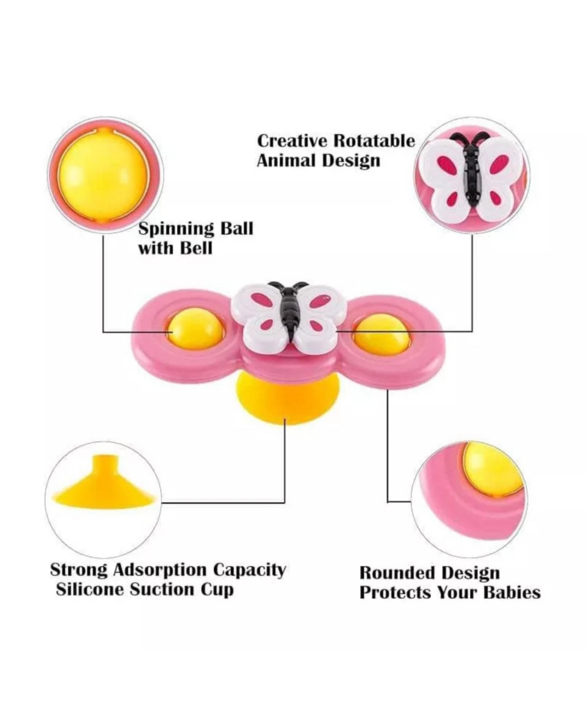 Sperric Toddler Suction Cup Spinner Toys for Toddlers, Suction Cup Fidget Spinner Bath Toys, Spinning Top Sensory Toys 1-3
