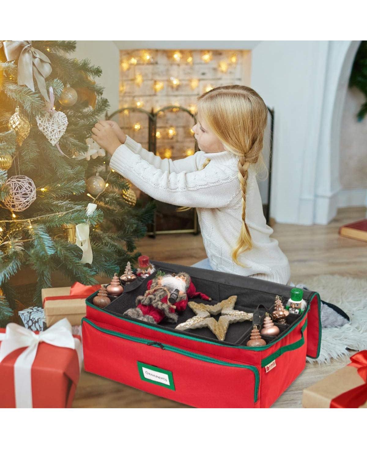 Florida Brands Ornament Storage Box Hold Up to 72-3 Inch Ornaments and 8 Side Slots for Figurines