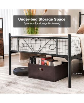 Twin XL Metal Bed Frame with Heart-shaped Headboard