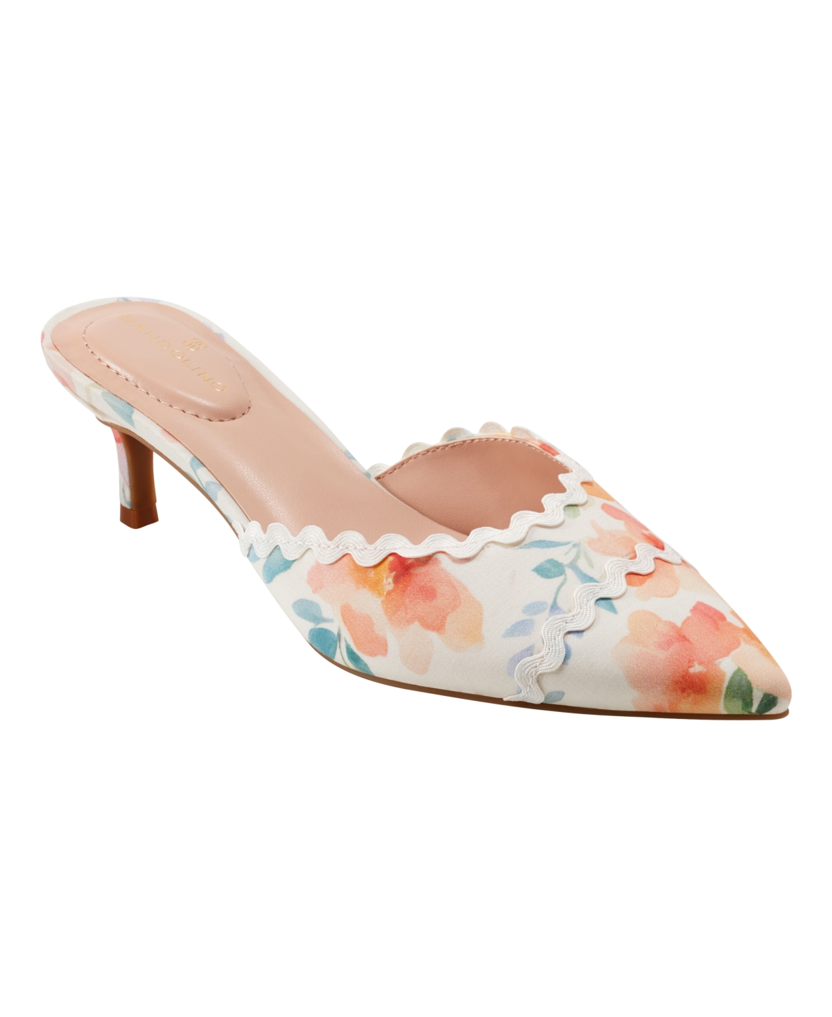 Women's Mymy Pointed Toe Kitten Heel Mules - Peach Dreamy Floral