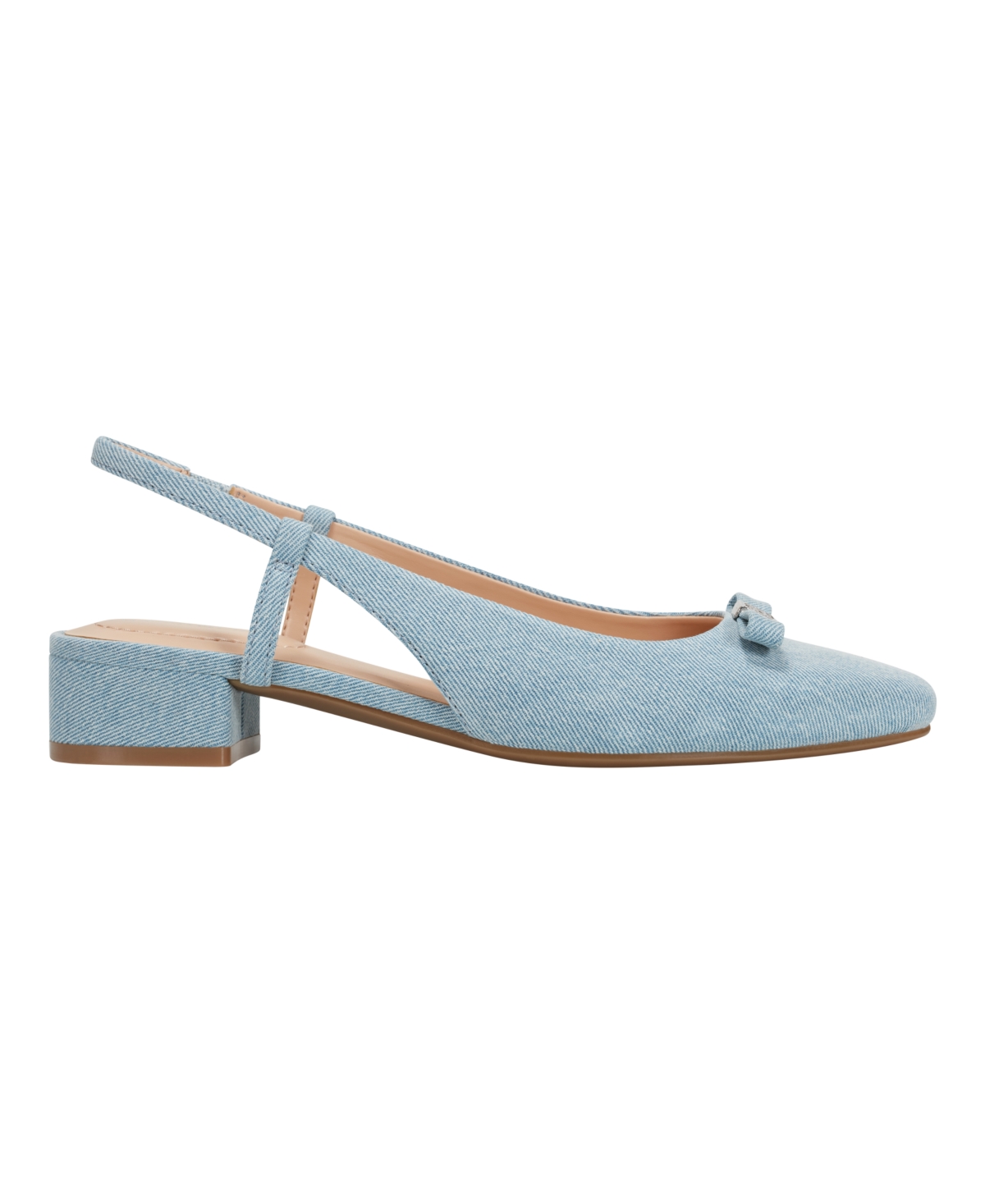 Shop Bandolino Women's Andies Bow Block Heel Slingback Pumps In Light Blue Denim