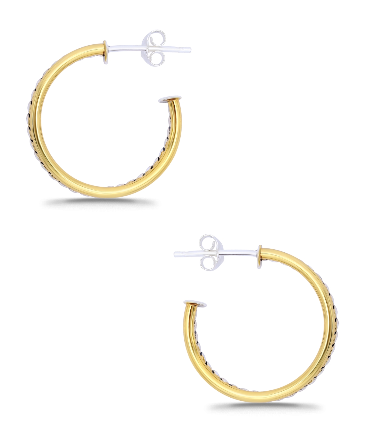 Macy's Oxidized Polish Tubing Post Hoop Earrings In Gold