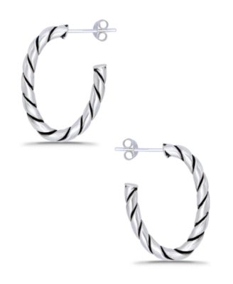 Oxidized Twist Half Hoop Post Earrings