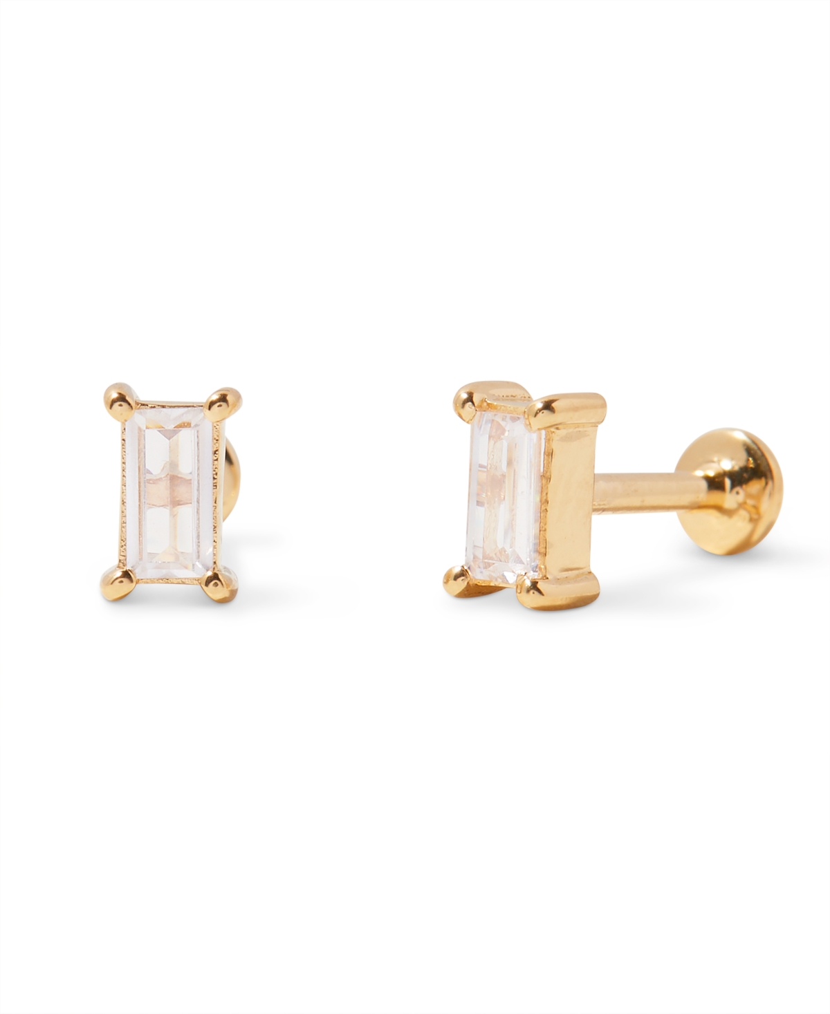 Zola Baguette Flat Back Earring - Gold
