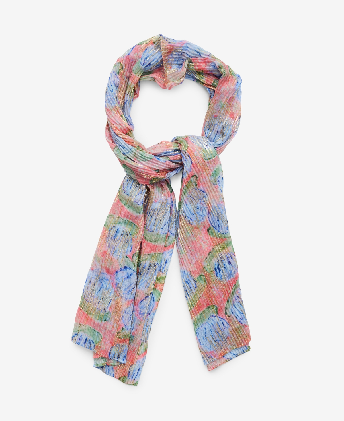Steve Madden Crinkle Lily Foil Rectangular Scarf In Peach