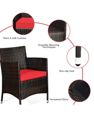 8PCS Patio Rattan Conversation Furniture Set Outdoor w/ Cushion