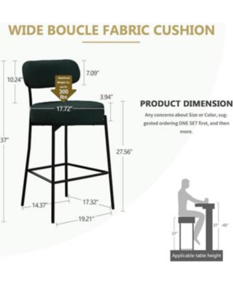 Bar Stools Set of 3, 27 Inches Counter Height Kitchen Bar Stools with Back, Modern Metal Tall Bar Stools for Kitchen Island