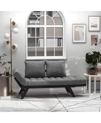 3 In 1 Convertible Sofa Chaise Lounger Bed with 2 Large Pillows