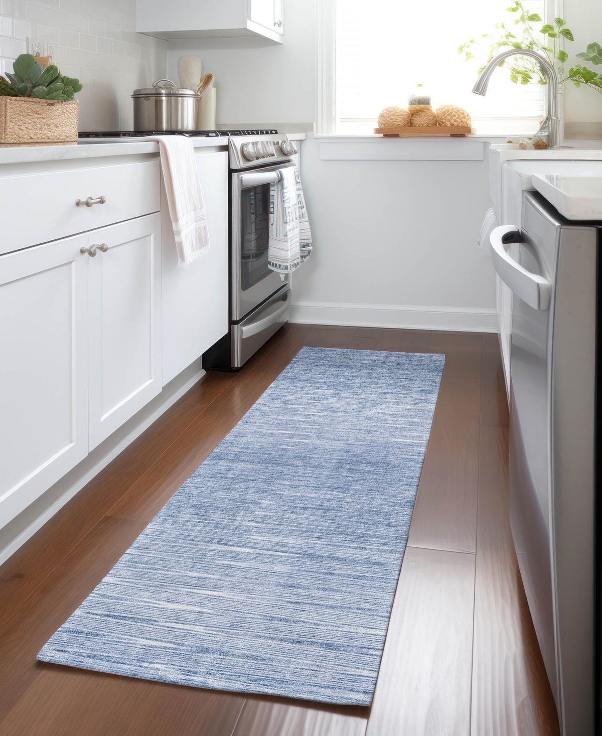 Shop Addison Chantille Machine Washable Acn800 2'3''x7'6'' Runner Area Rug In Denim
