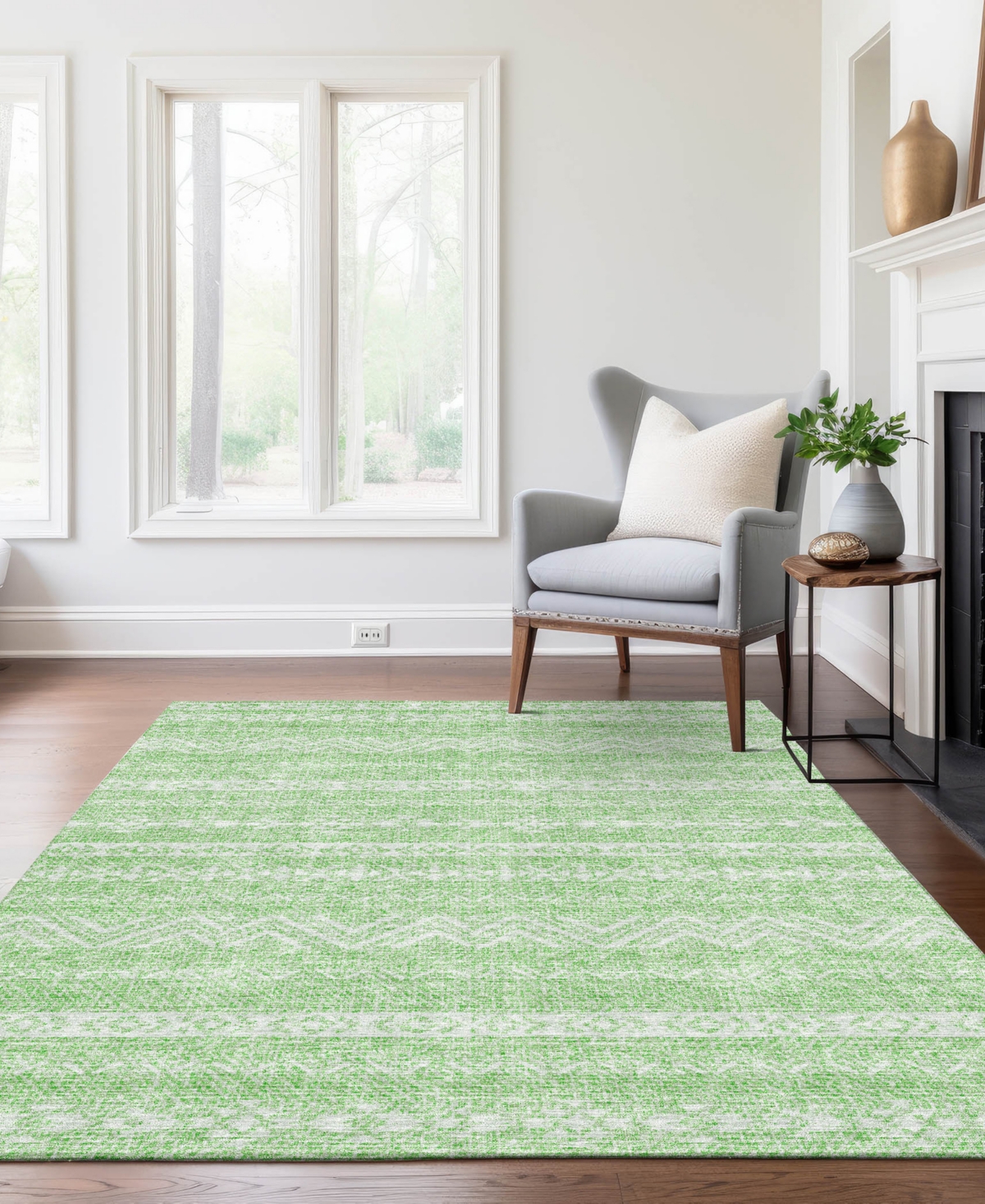 Shop Addison Chantille Machine Washable Acn803 5'x7'6'' Area Rug In Lime