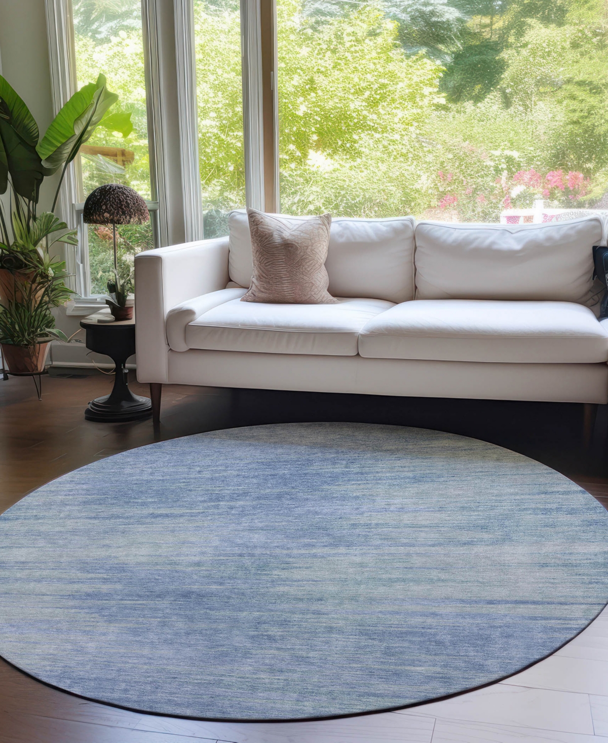 Addison Chantille Acn794 8'x8' Round Area Rug In Denim
