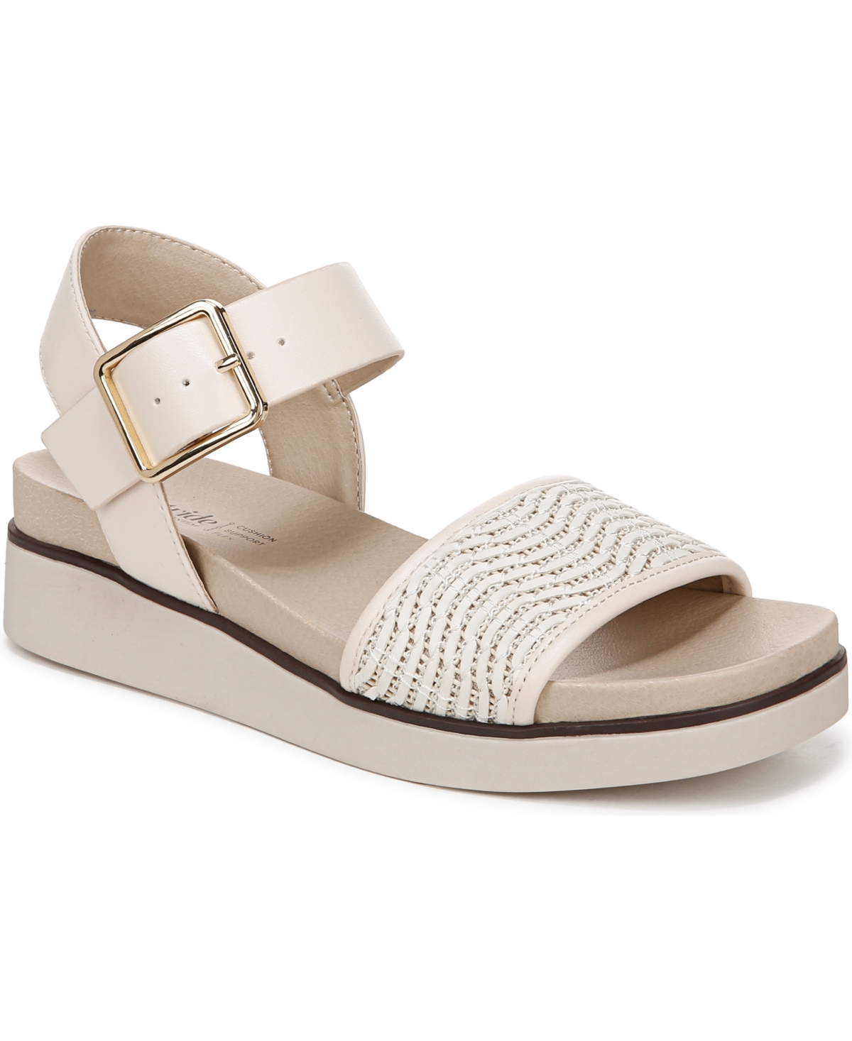 Women's Gillian 2 Square Open Toe Platform Sandals - Creme Beige Faux Leather