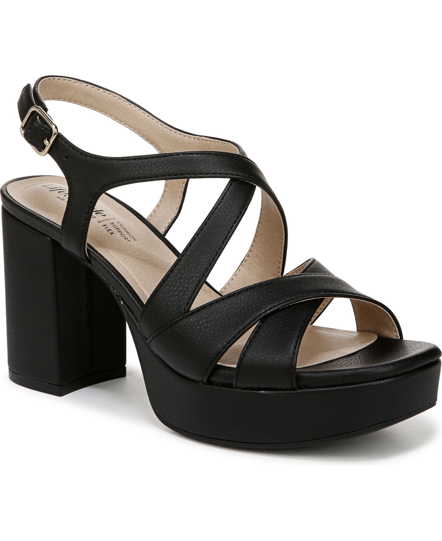 Женские сандалии LifeStride Adrianna Platform Dress Sandals, цвет: Чёрная искусственная кожа — фото 1