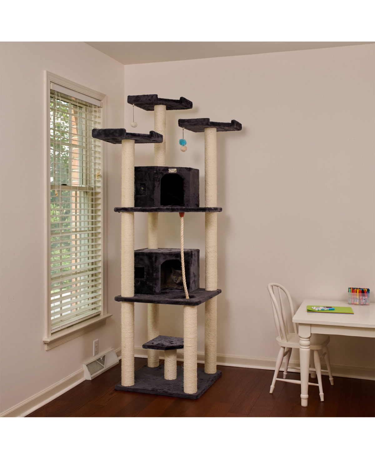 Armarkat Inches Multi-Level Big Cat Tree. Tall Multi-Cats Tower with 2 Big Cat Condos A8202