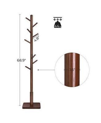 Adjustable Height Mid-Century Modern Style Coat Rack in Wood Finish