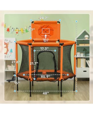 48" Trampoline, Toddler Trampoline with Safety Enclosure Net,