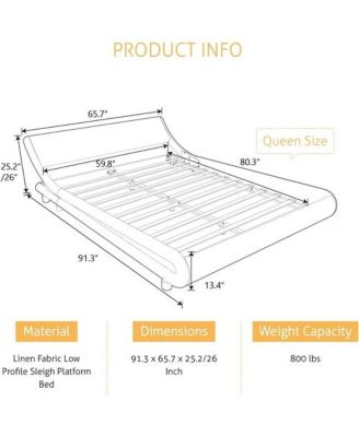 Modern Faux Leather Upholstered Platform Bed Frame with Headboard