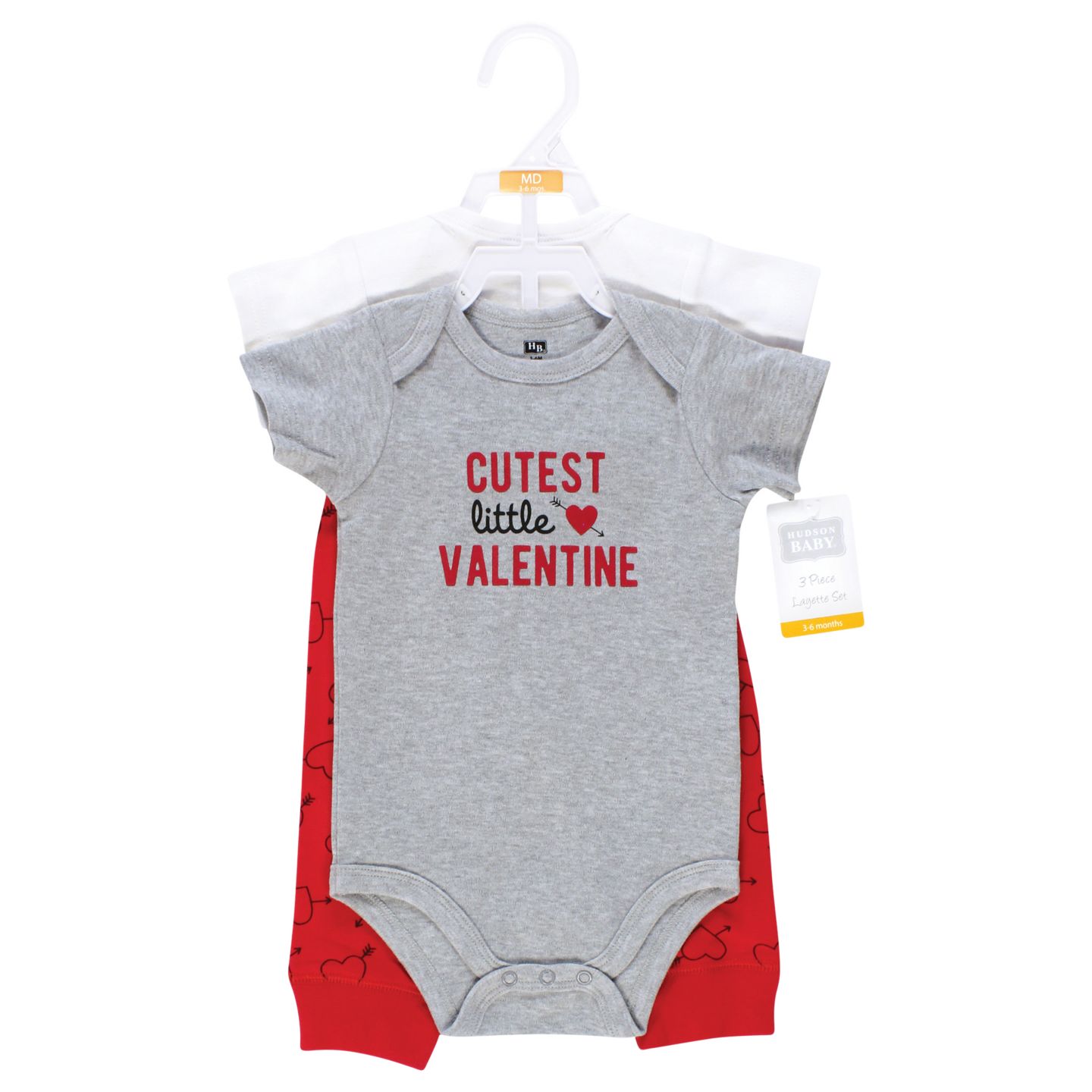 Детский комплект Hudson Baby унисекс: два боди и брюки в тон, цвет: Cutest Valentine — фото 2