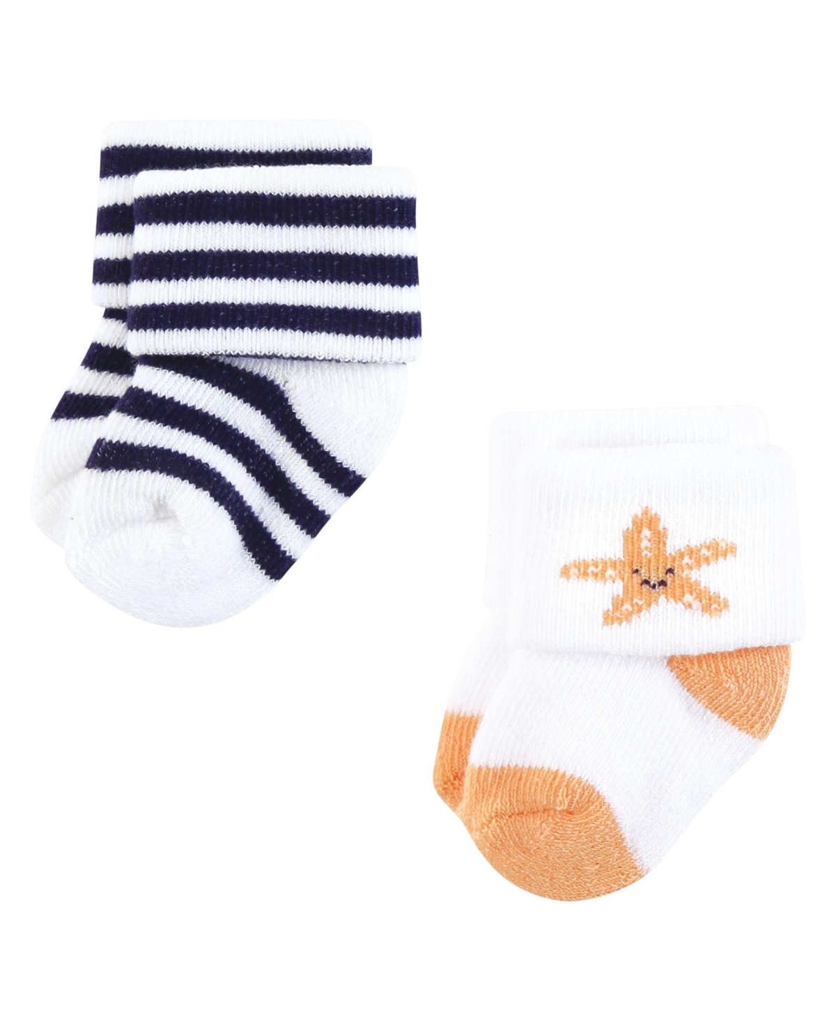 Hudson Baby Baby Boys Hudson Cotton Rich Newborn and Terry Socks, 0-6 Months - Sea characters