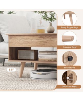 Lift Top Table with Storage and Hidden Compartment