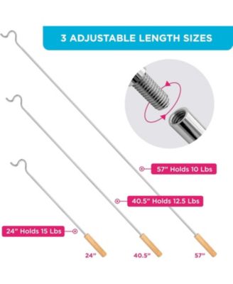 Closet Reacher Pole with Hook and Wooden Handle. Adjustable 2.75 to 5 Feet