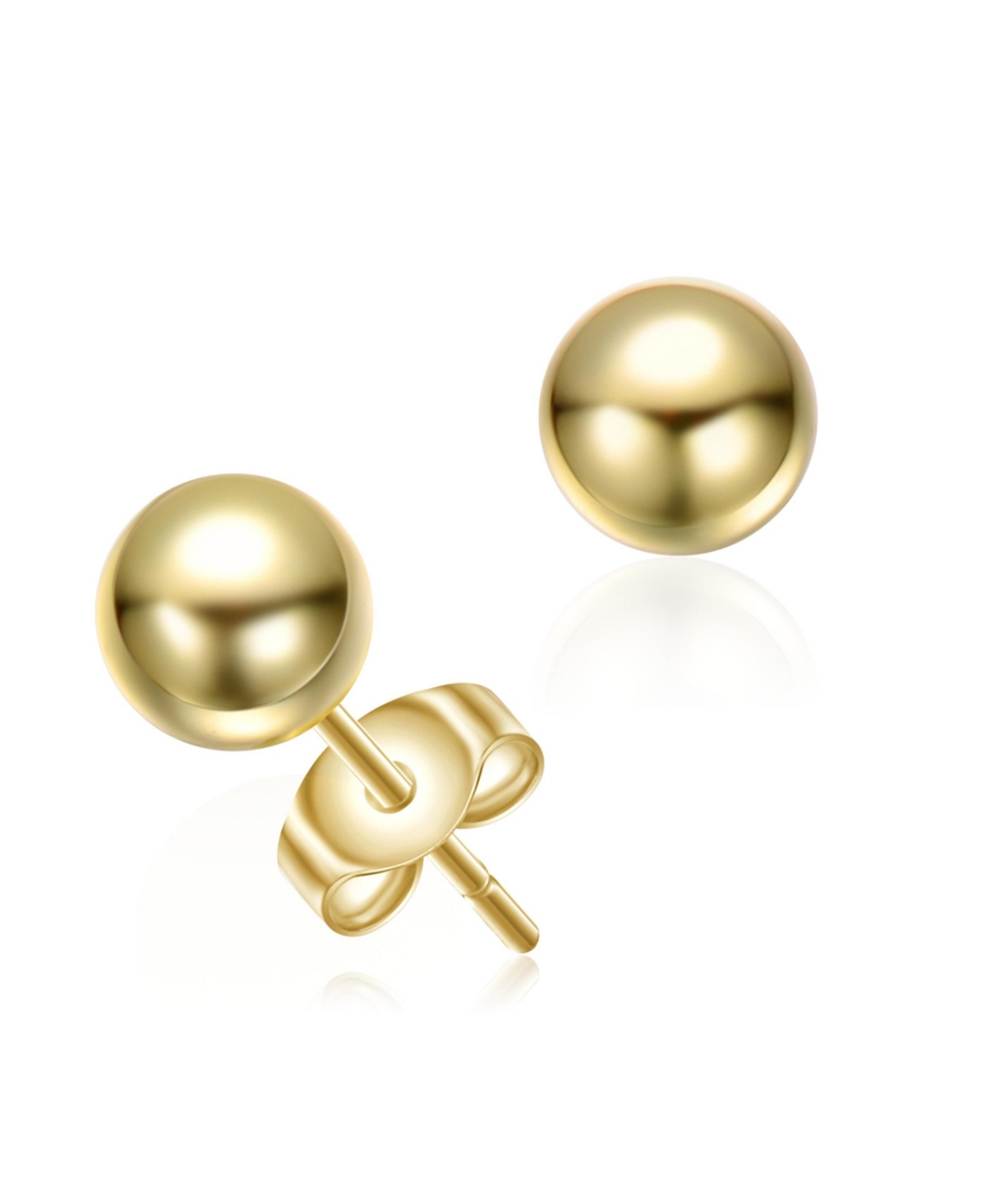 14k Gold Plated Round Ball Stud Earrings - Gold