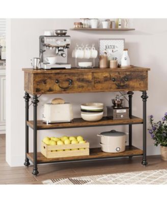 Narrow Console Table with 2 Drawers & Storage Shelves for Entryway, Living Room, Hallway, or Behind Sofa