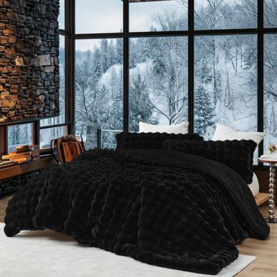 Snowball Chunky Bunny - Oversized Comforter Set - Black,Queen