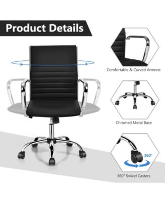 High Back Ribbed Office Chair with Armrests