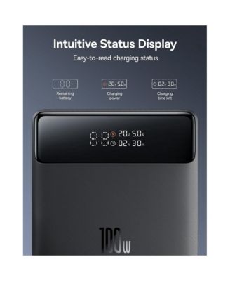 Laptop Power Bank, 20000mAh 100W Fast Charging Portable Charger with Digital Display, Blade HD Slim Battery Pack for Laptop, Black