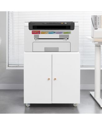 Metal Filing Storage Cabinet Mobile Printer Tables for Small Spaces with Adjustable Shelf and Wheels for Home Office