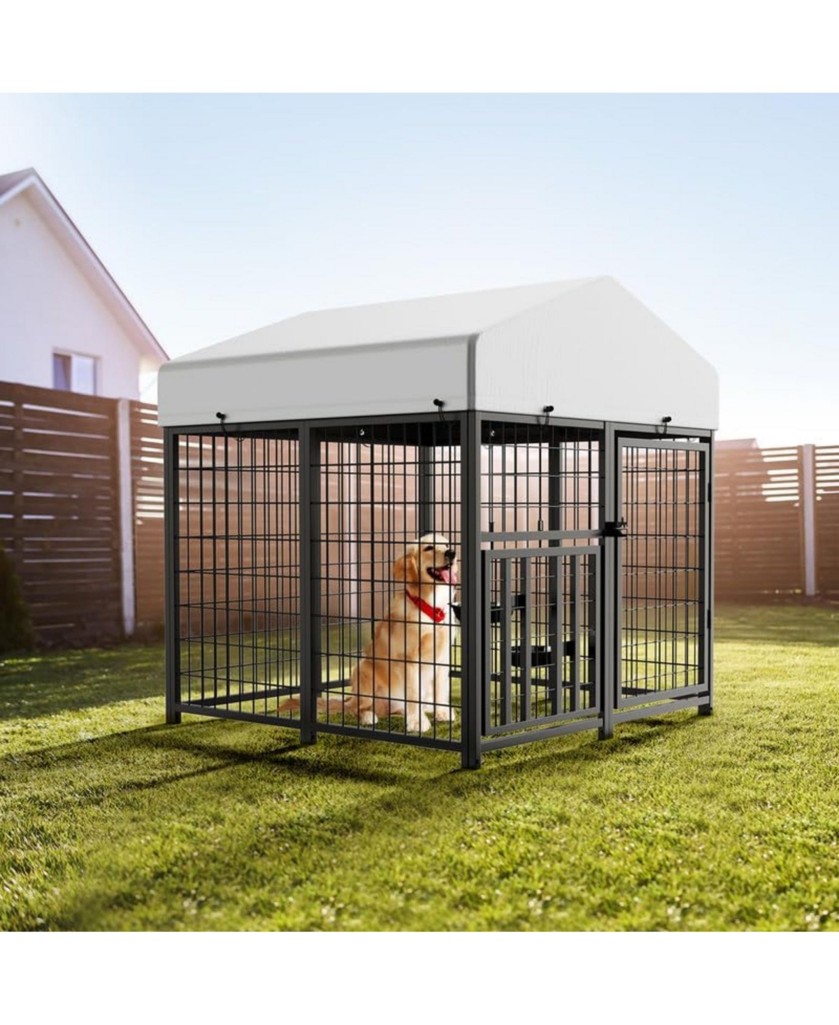 Lovmor Stainless Steel Dog Kennels,Panel Metal Yard Kennel, for Dog