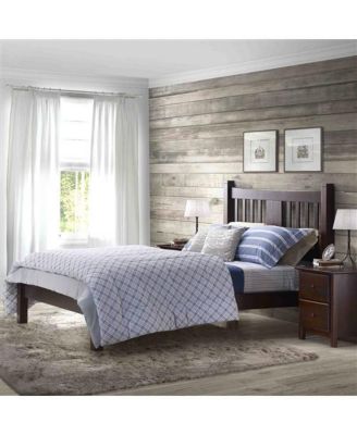 Solid Wood Farmhouse Bed Frame – Platform Design with Built-In Headboard, No Box Spring Required