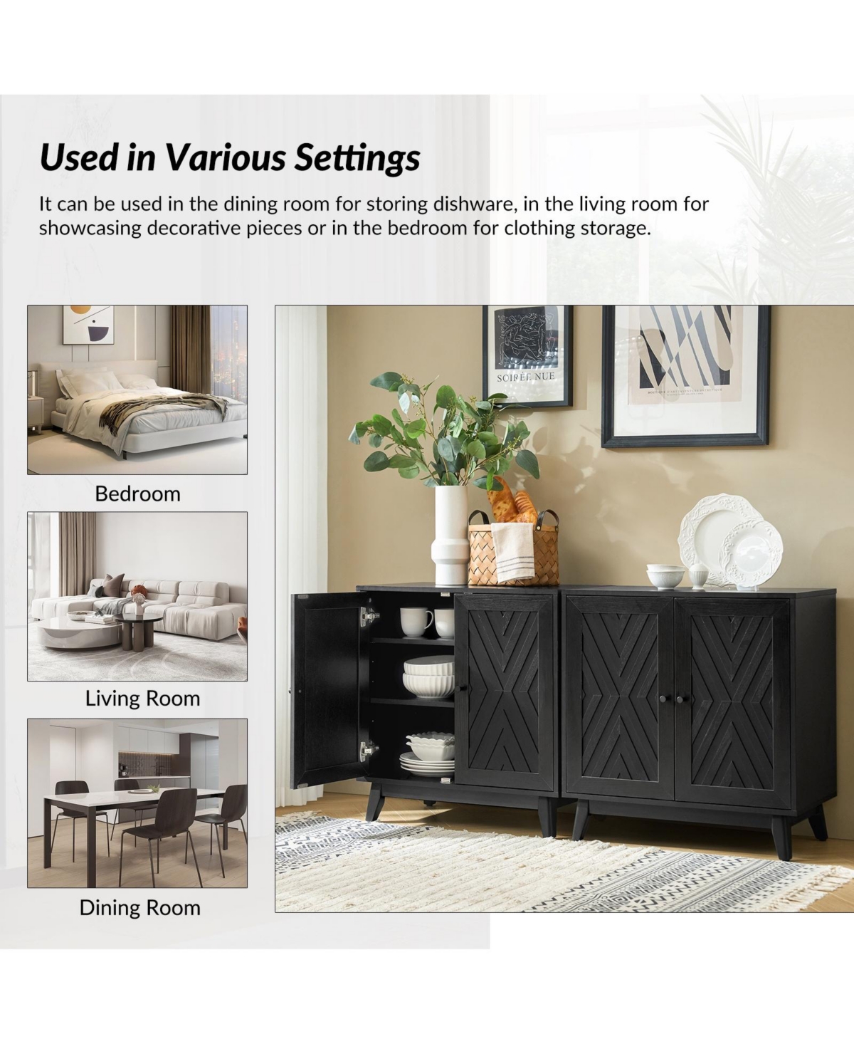 Tobias Midcentury 30"Tall 2 Door Accent Cabinet with Solid Wood Legs